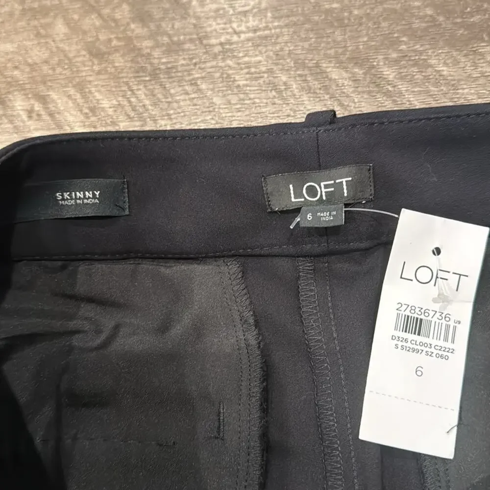 NWT LOFT Women's Skinny Fit Trouser Pant Black Size 6
